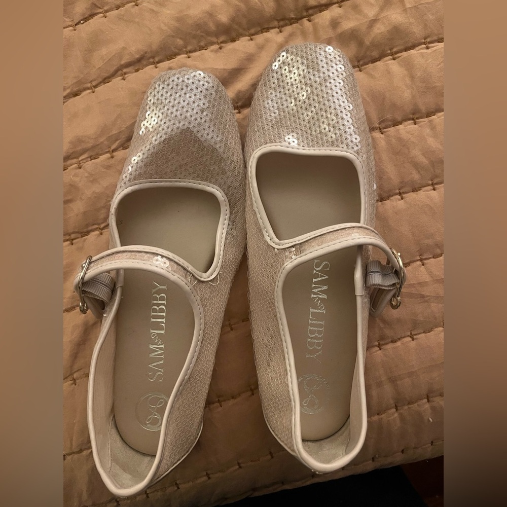 Sam & Libby nude/sheer Sequin Mary Jane Flats